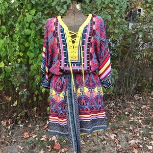 Cache Silk Multicolored Tunic Dress